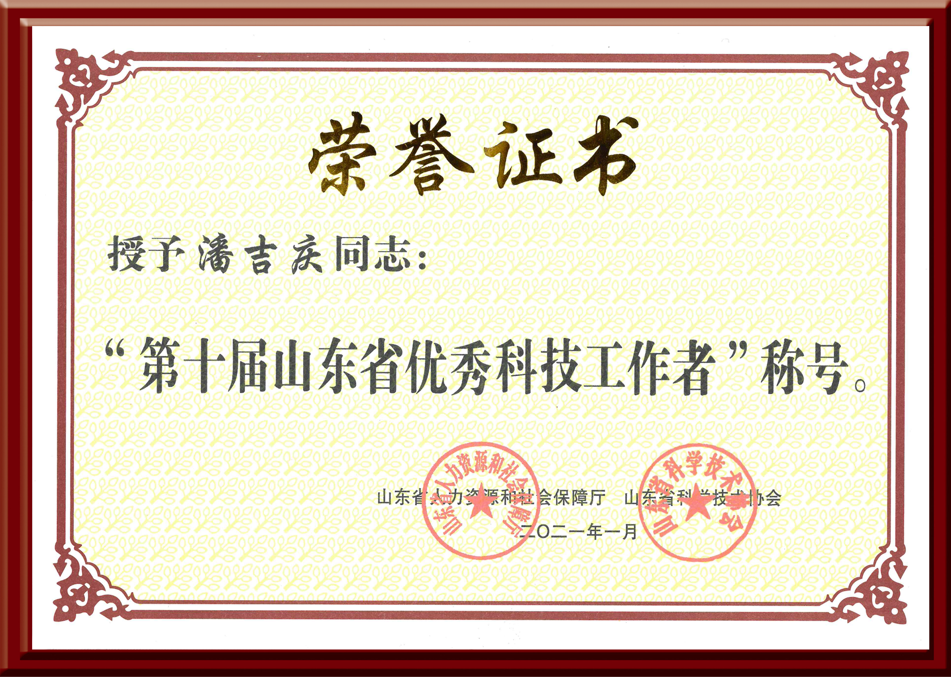 山东省优秀科技工作者